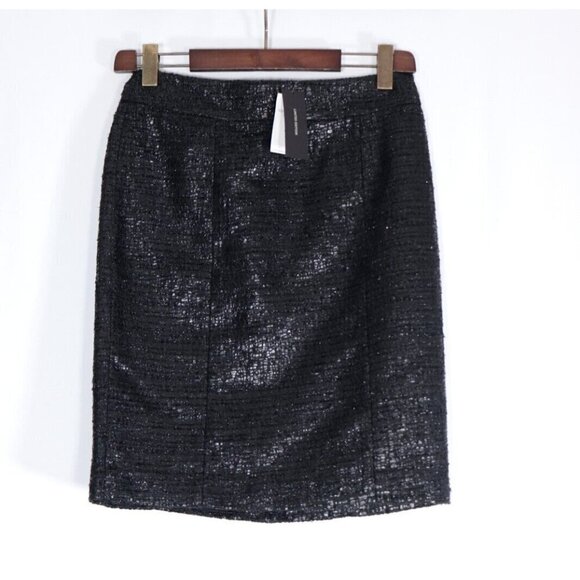 L'Wren Scott Banana Republic Women Size US4 Black Crackle Tweed Pencil Skirt NWT - Picture 8 of 8
